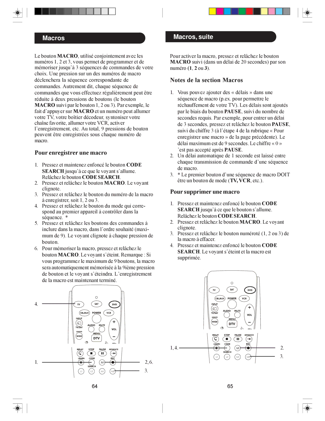 Philips PH5DSS manual Pour enregistrer une macro, Macros, suite, Pour supprimer une macro 