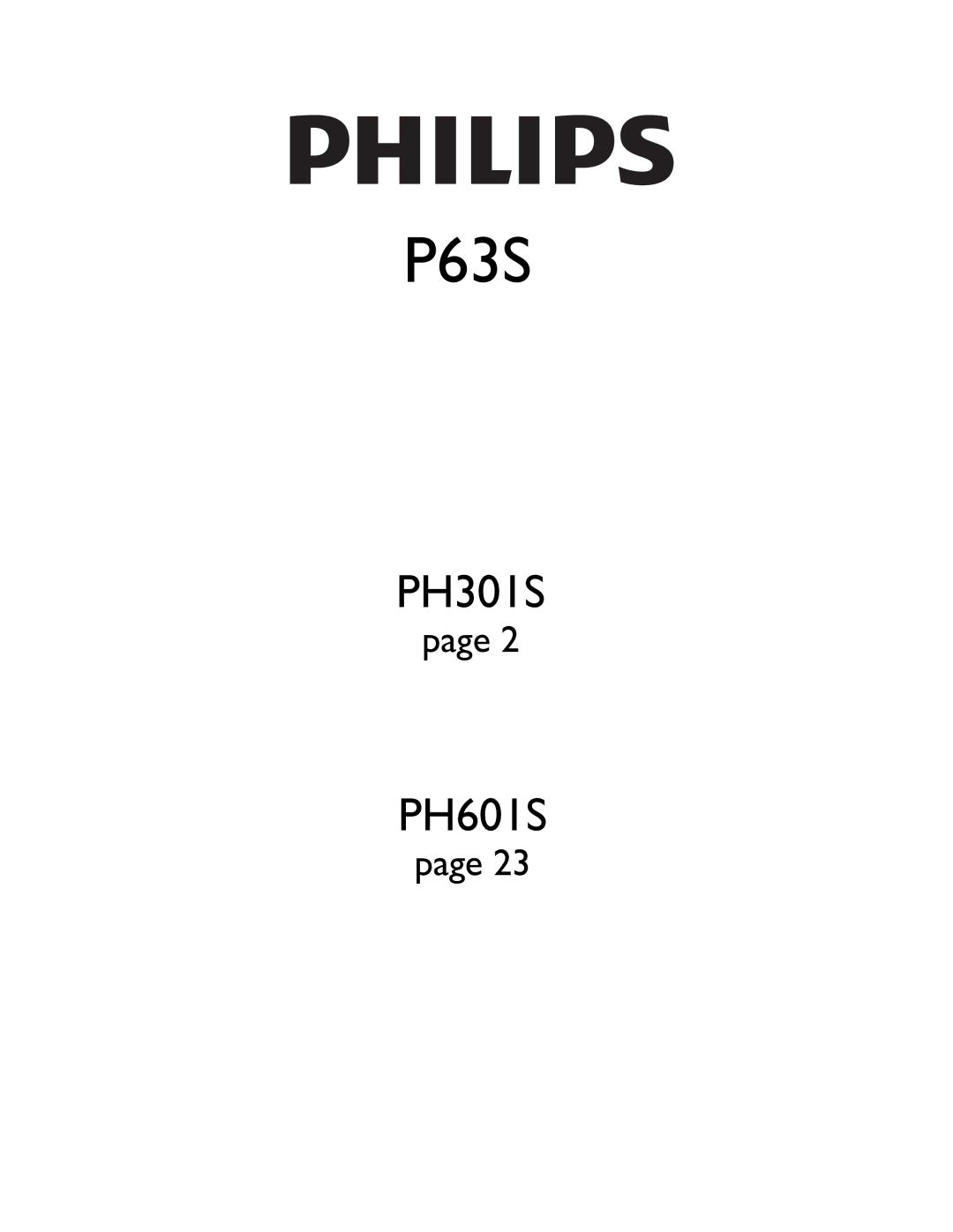 Philips ph601s manual P63S 