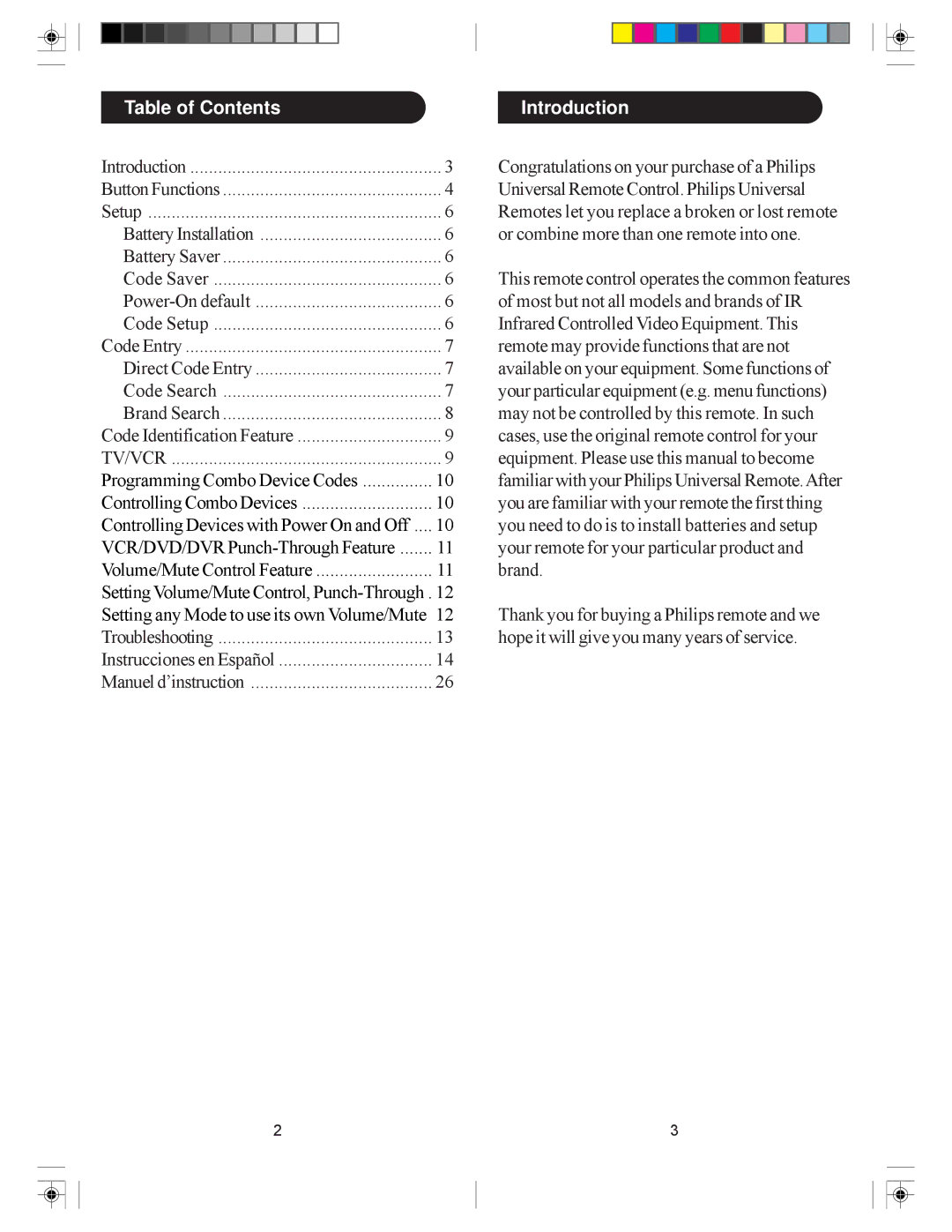 Philips PHBIG3 manual Table of Contents, Introduction 