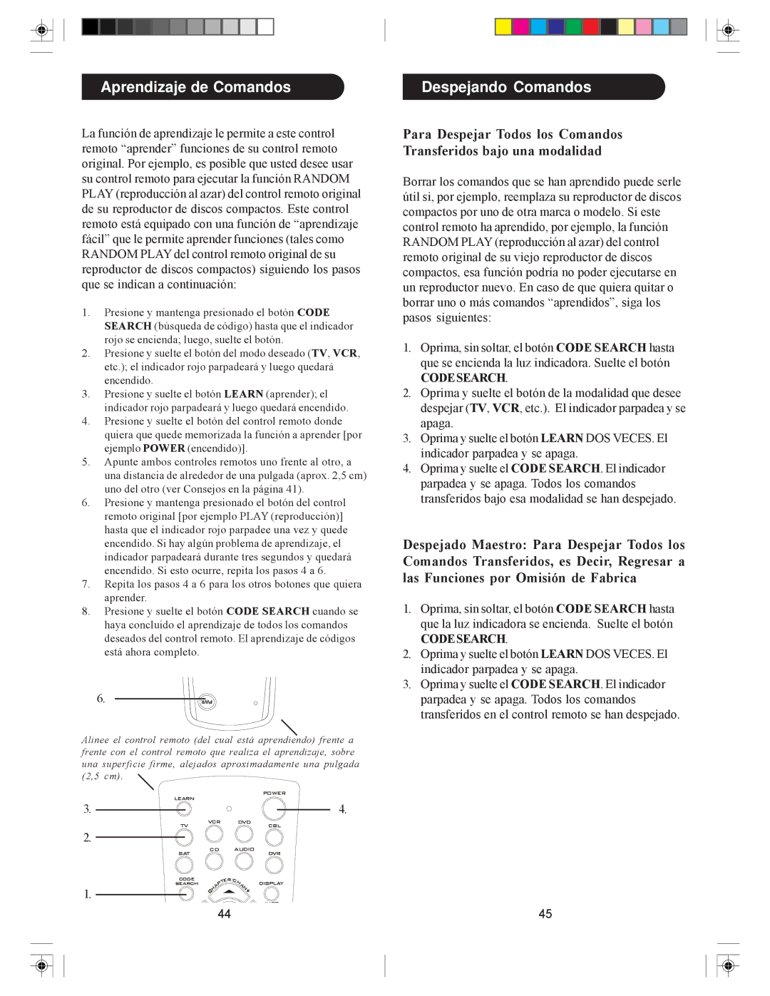 Philips PHDVR8L owner manual Aprendizaje de Comandos Despejando Comandos 