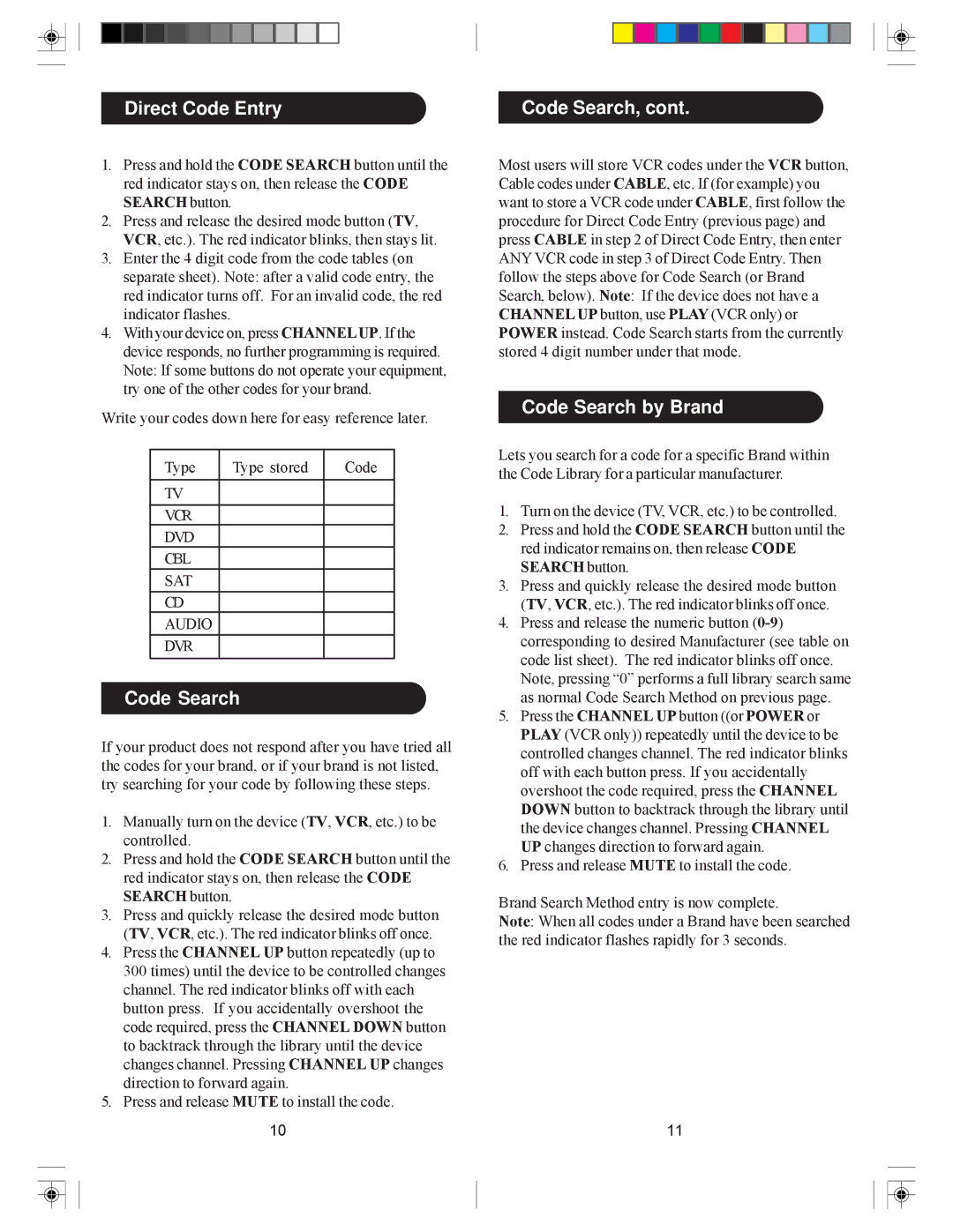 Philips PHDVR8L owner manual Direct Code Entry Code Search, Code Search by Brand 