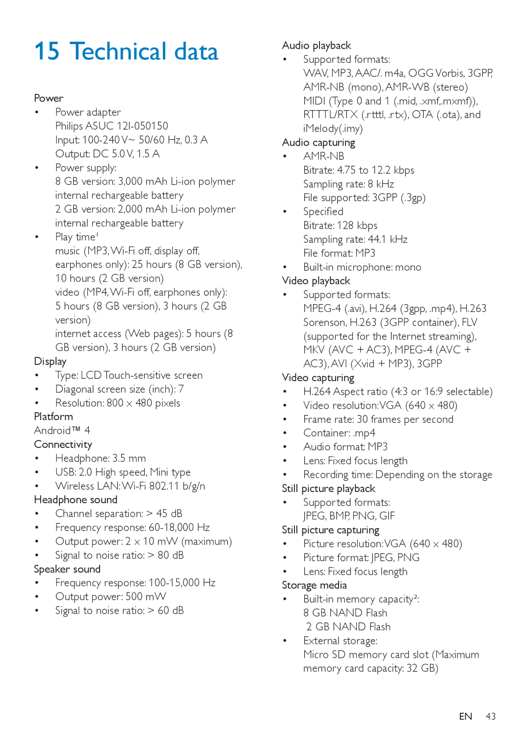 Philips PI3000/93 user manual Technical data, ‡ 6LJQDOWRQRLVHUDWLR!G%, Jpeg, Bmp, Png, Gif 