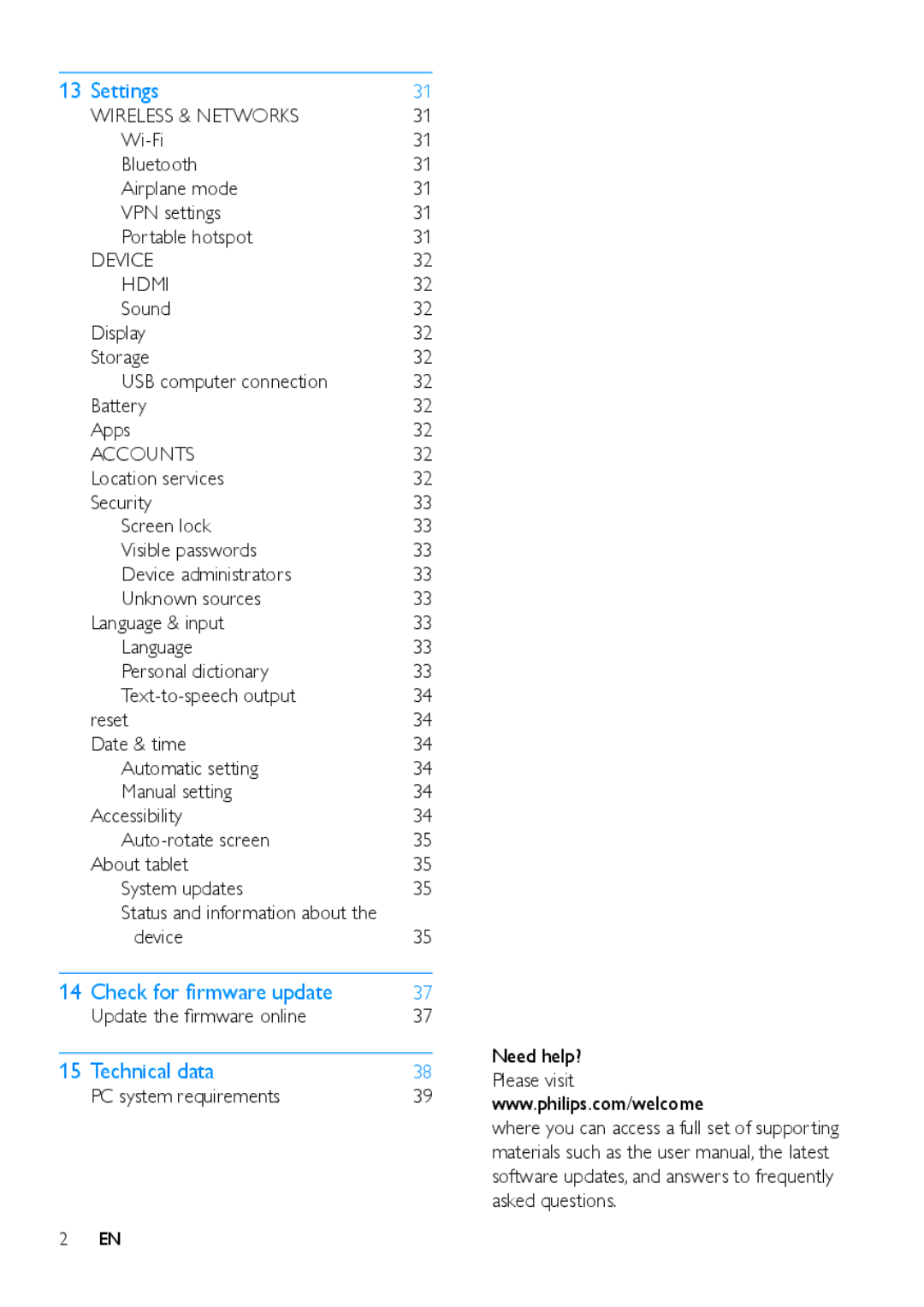 Philips PI3900 manual Wireless & Networks, Device Hdmi, Accounts 