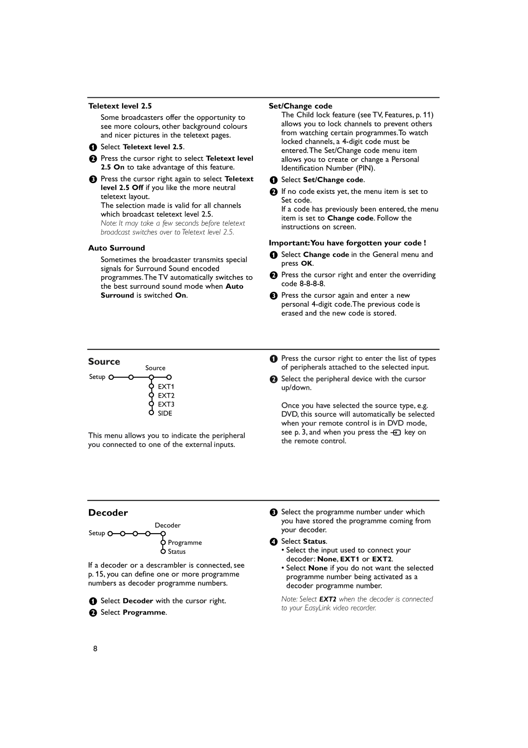 Philips pixel plus manual Source, Decoder 