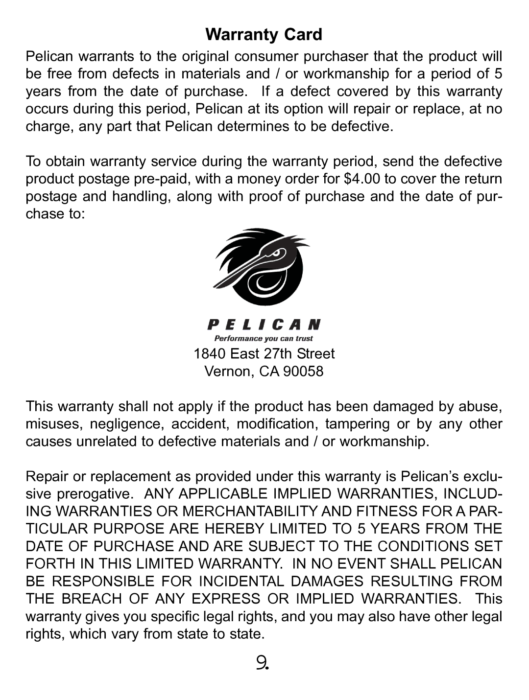 Philips PL-659 manual Warranty Card 