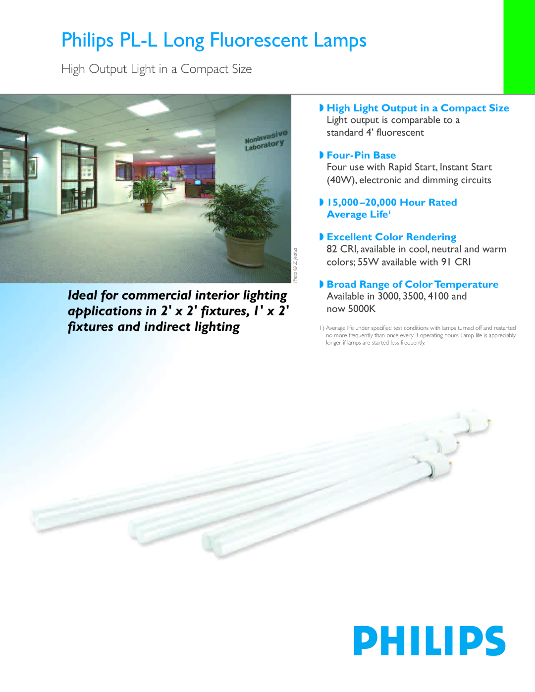 Philips manual Philips PL-L Long Fluorescent Lamps, High Output Light in a Compact Size, Now 5000K 