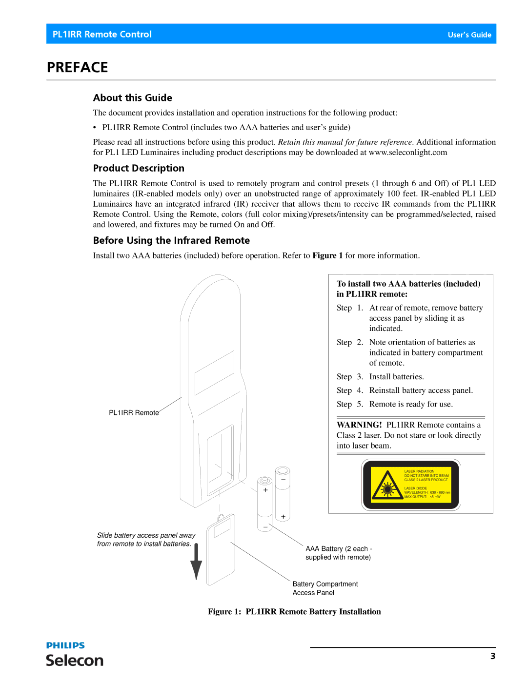 Philips PL1IRR manual Preface, About this Guide, Product Description, Before Using the Infrared Remote 