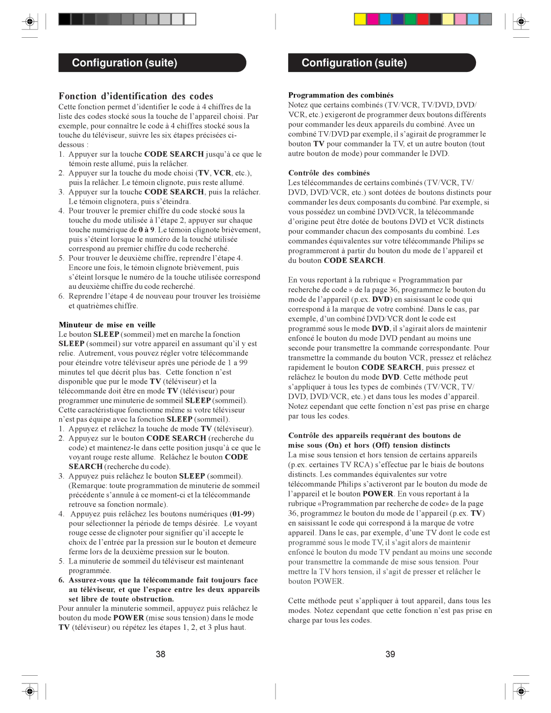 Philips PM-4S 4 manual Fonction d’identification des codes, Minuteur de mise en veille, Programmation des combinés 