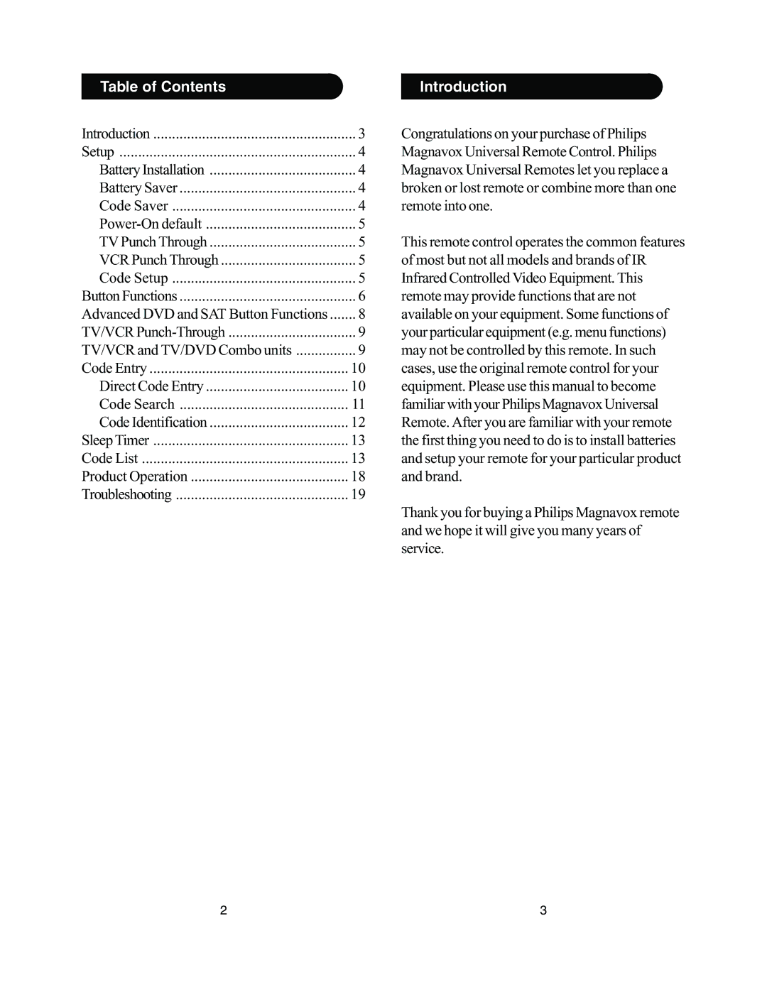 Philips PM435 manual Table of Contents Introduction 