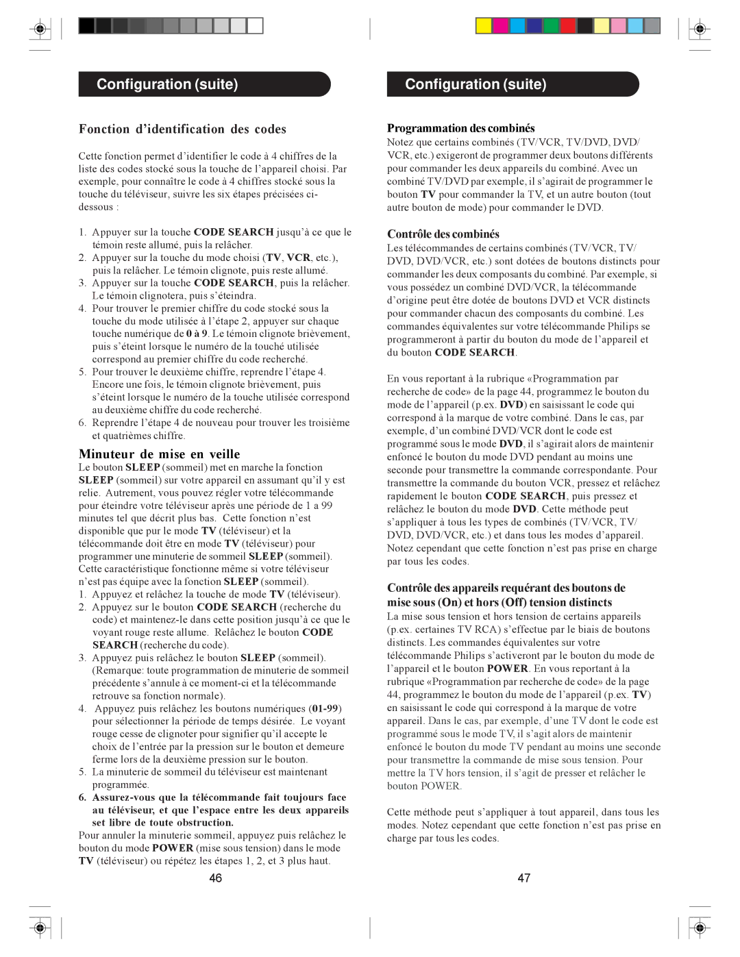 Philips pm625S, PM601S manual Fonction d’identification des codes, Minuteur de mise en veille 