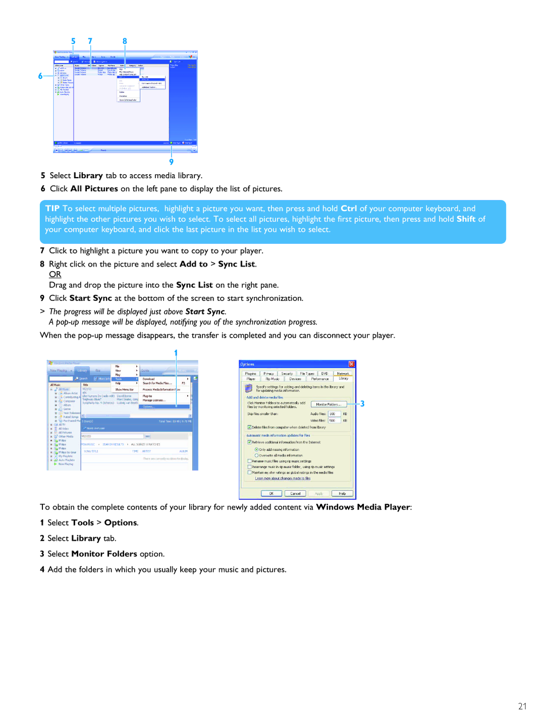 Philips PMC7230 user manual Select Tools Options, Select Monitor Folders option 