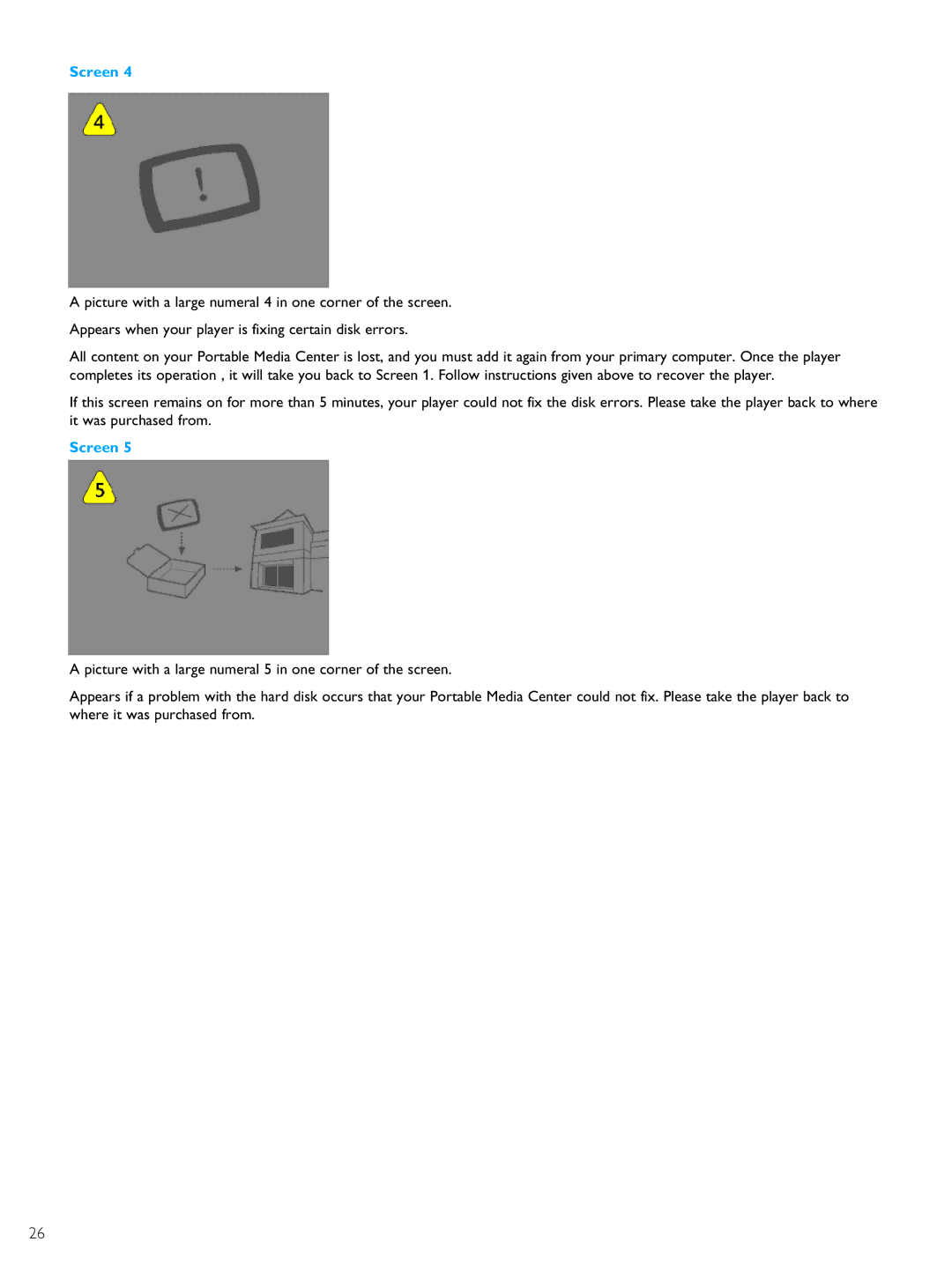 Philips PMC7230 user manual Screen 