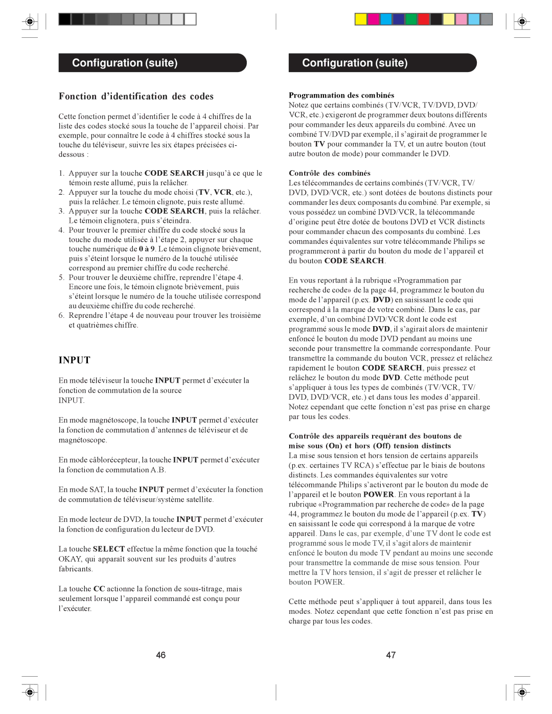 Philips pmdvd6 manual Fonction d’identification des codes, Contrôle des combinés 