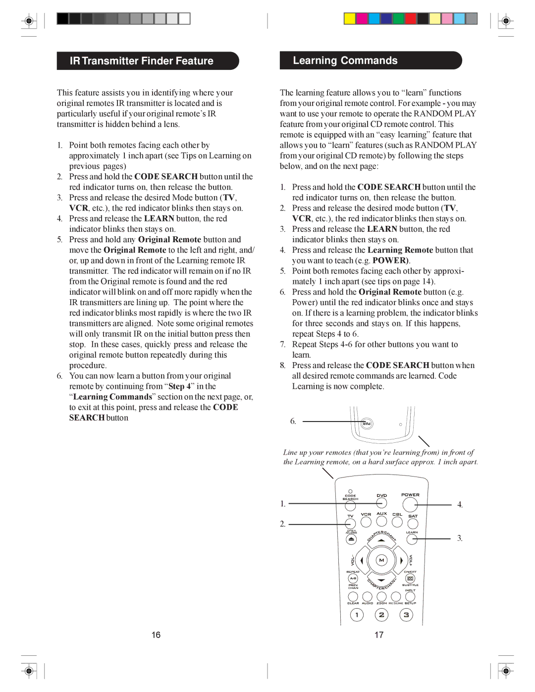 Philips pmdvd6 manual IR Transmitter Finder Feature Learning Commands 