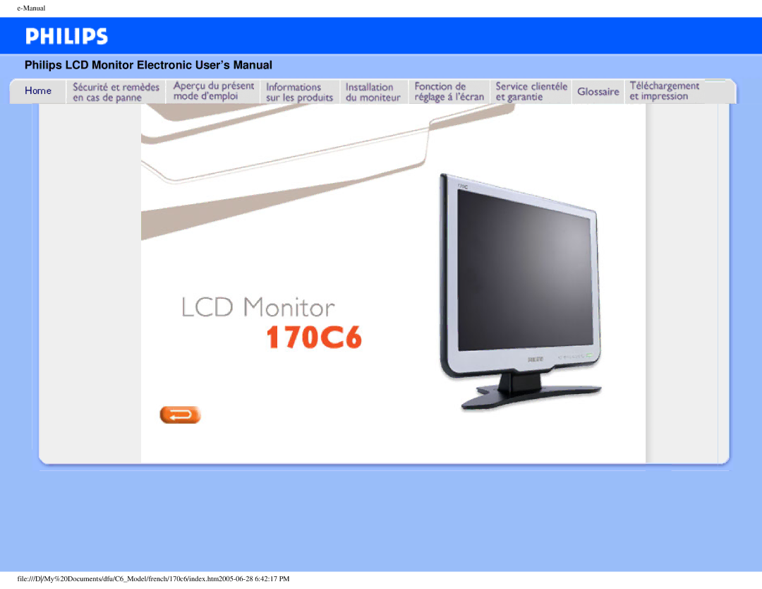 Philips PN-93, PN-89, T-42107, E-06251 user manual Philips LCD Monitor Electronic User’s Manual 