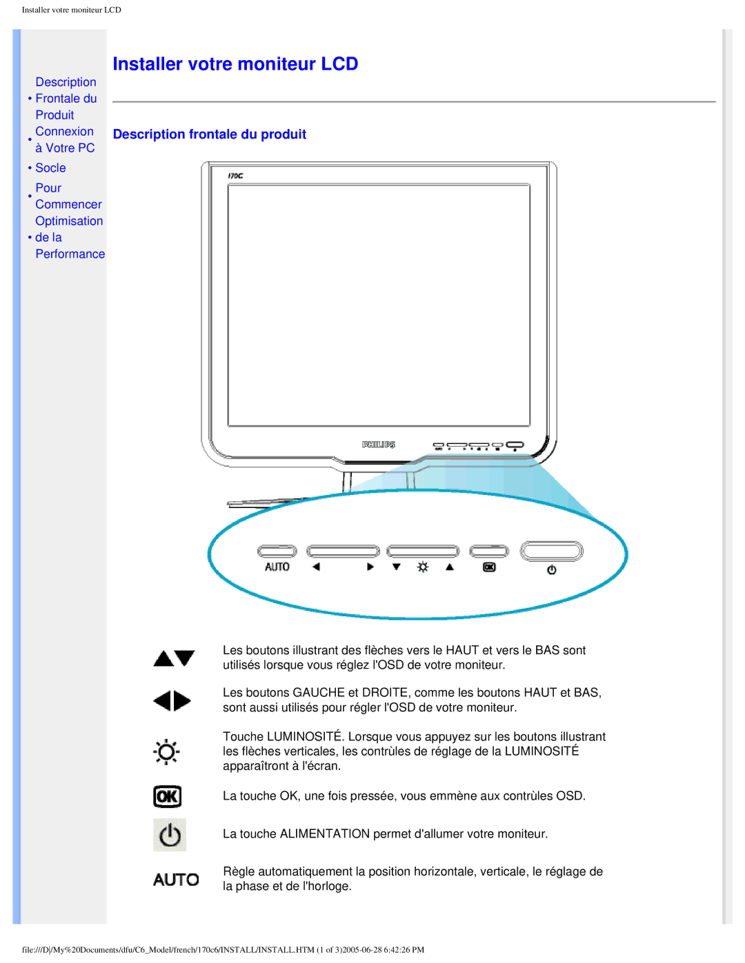 Philips PN-93, PN-89, T-42107, E-06251 user manual Installer votre moniteur LCD 