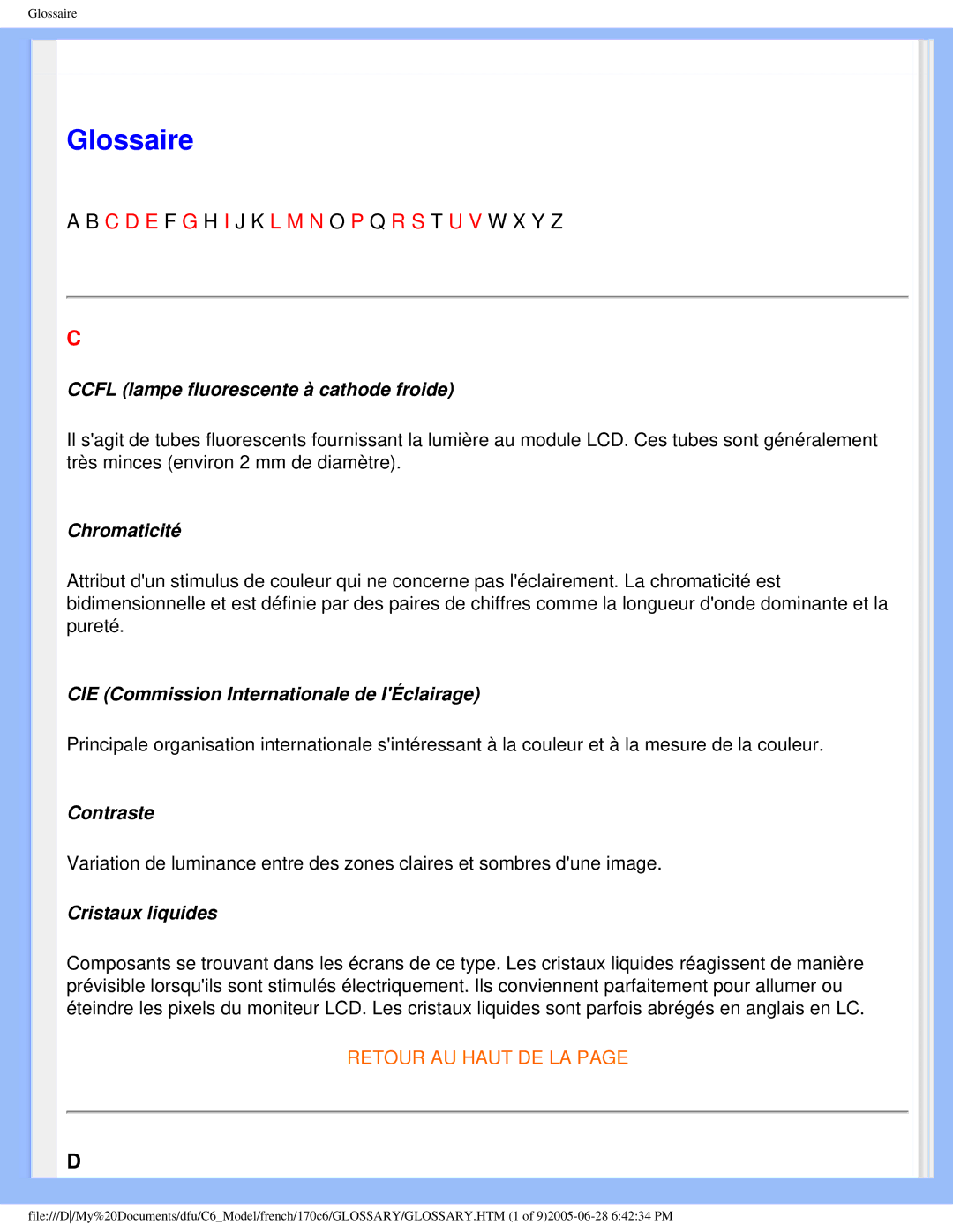 Philips PN-89, PN-93, T-42107, E-06251 user manual Glossaire 