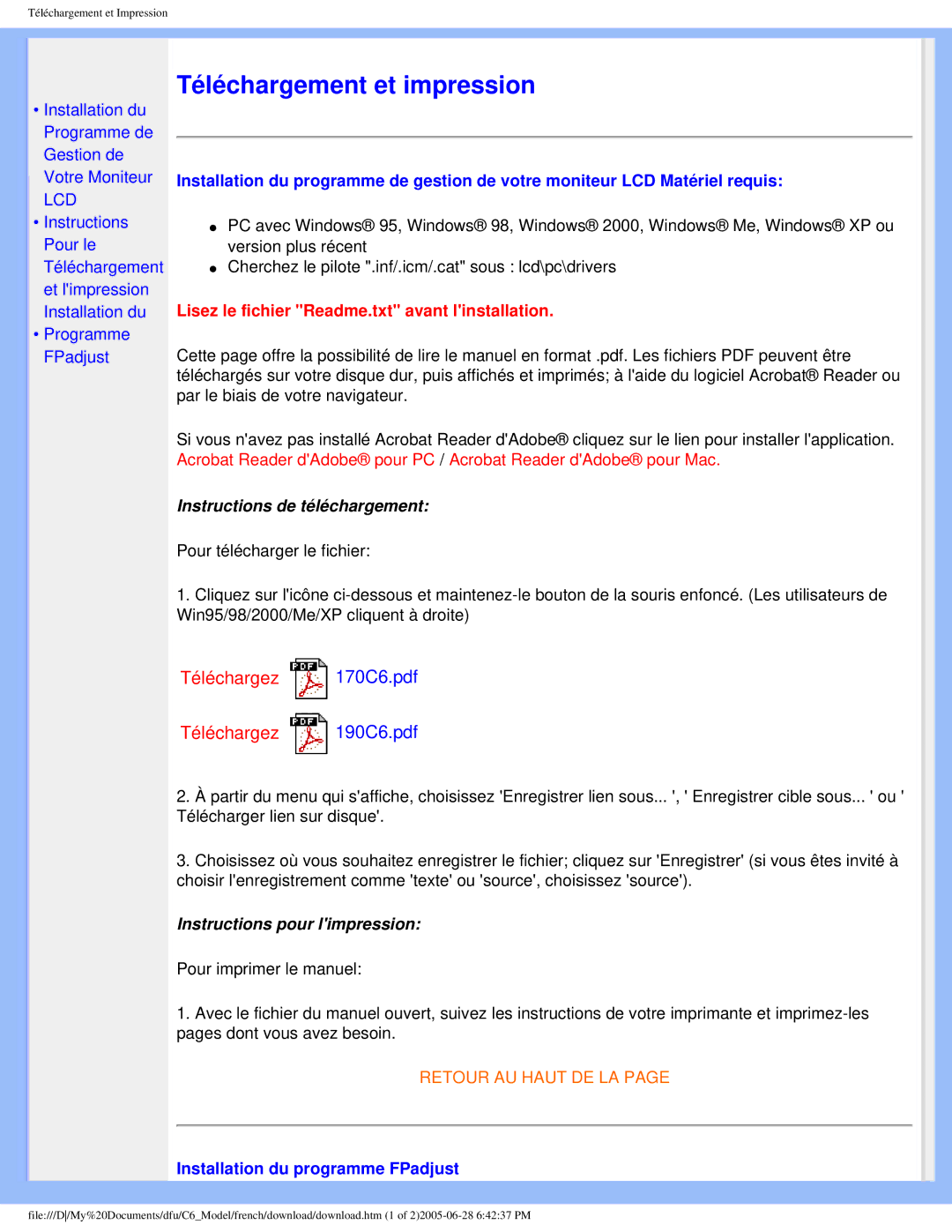 Philips PN-93, PN-89, T-42107, E-06251 user manual Téléchargement et impression 