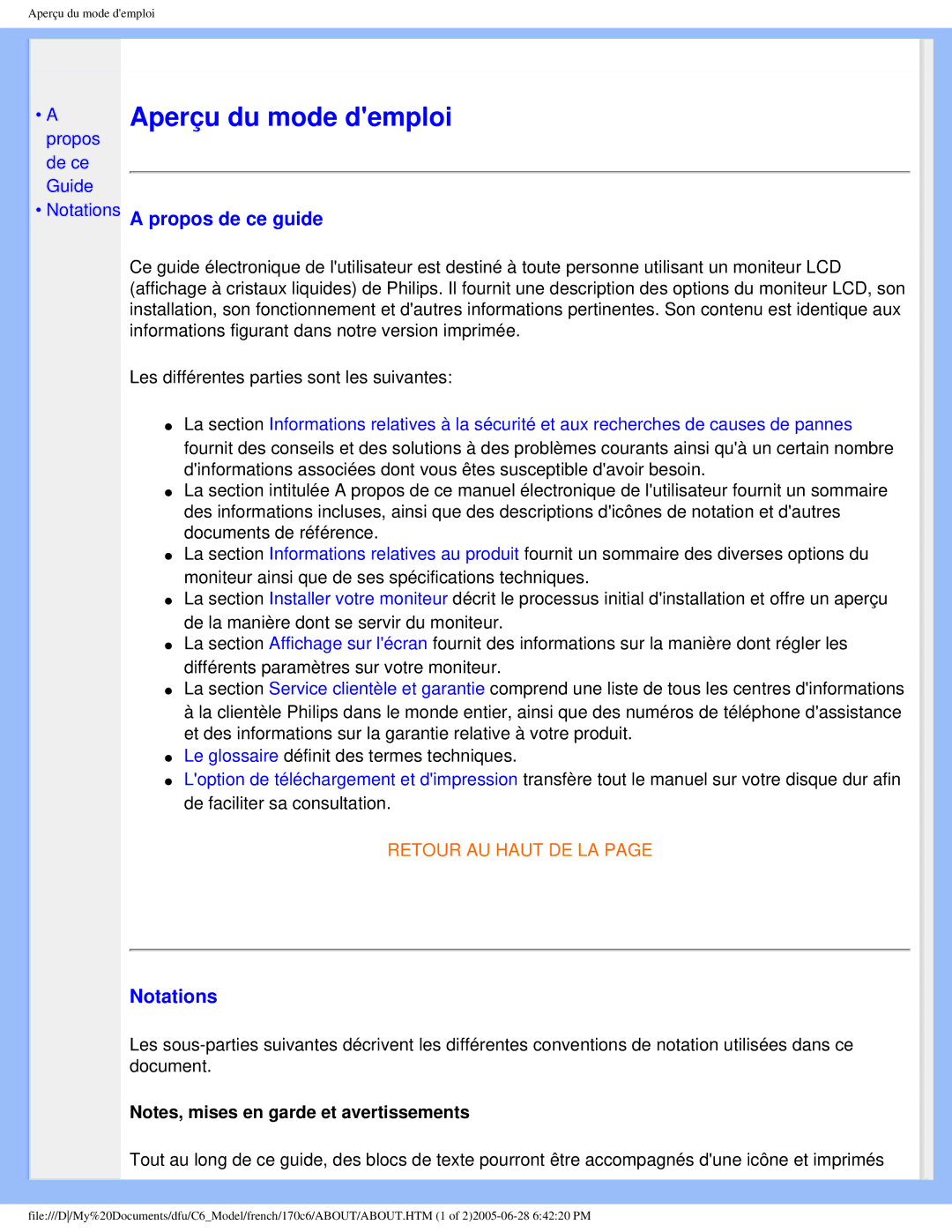 Philips PN-89, PN-93, T-42107, E-06251 user manual Propos de ce guide, Notations 