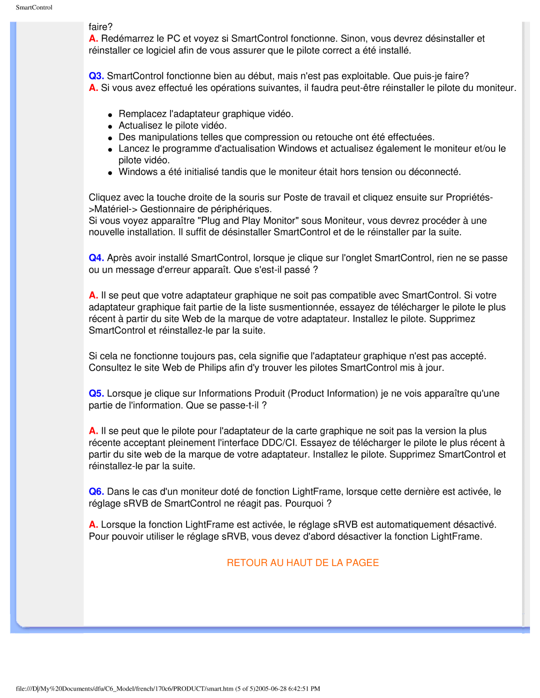 Philips PN-93, PN-89, T-42107, E-06251 user manual Retour AU Haut DE LA Pagee 