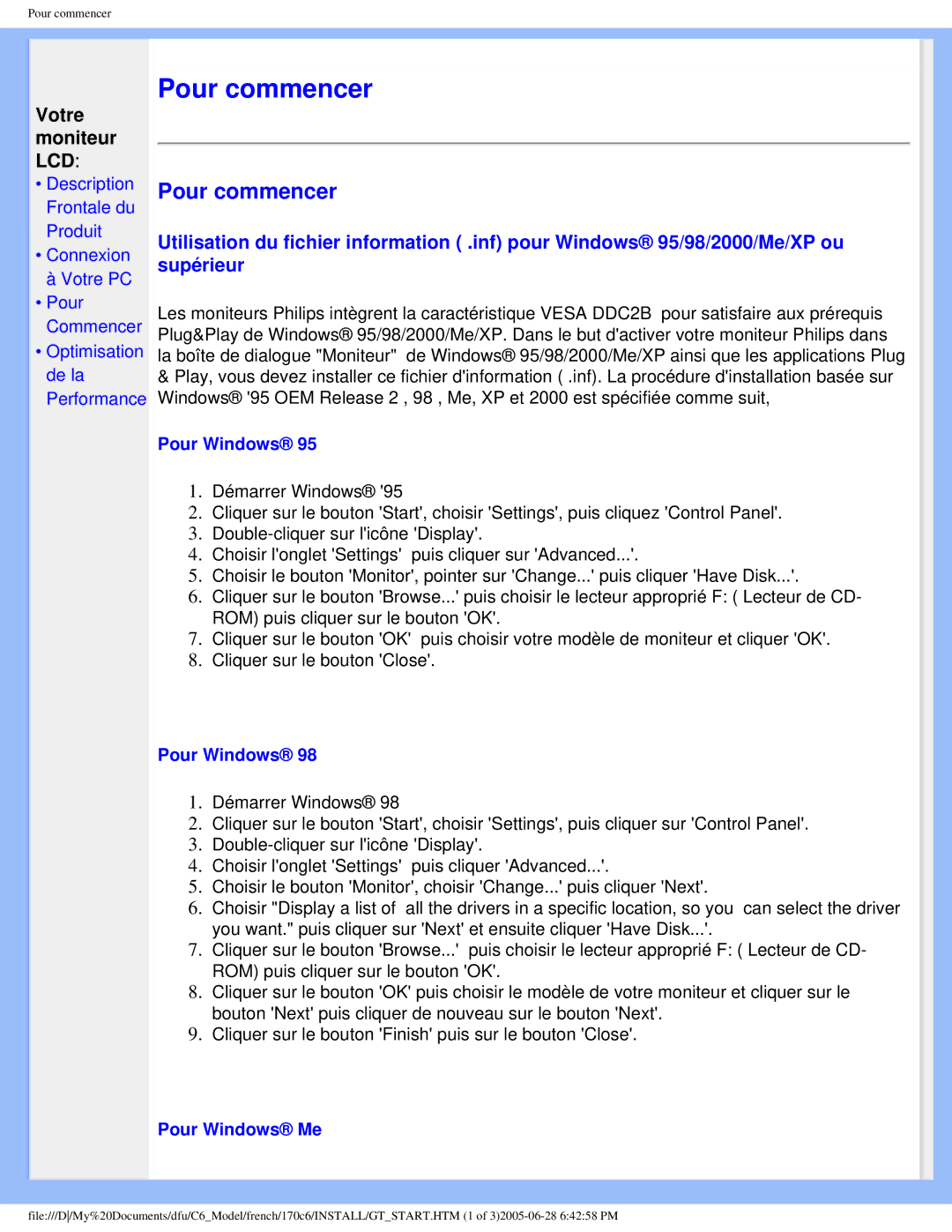 Philips E-06251, PN-89, PN-93, T-42107 user manual Pour Windows Me 