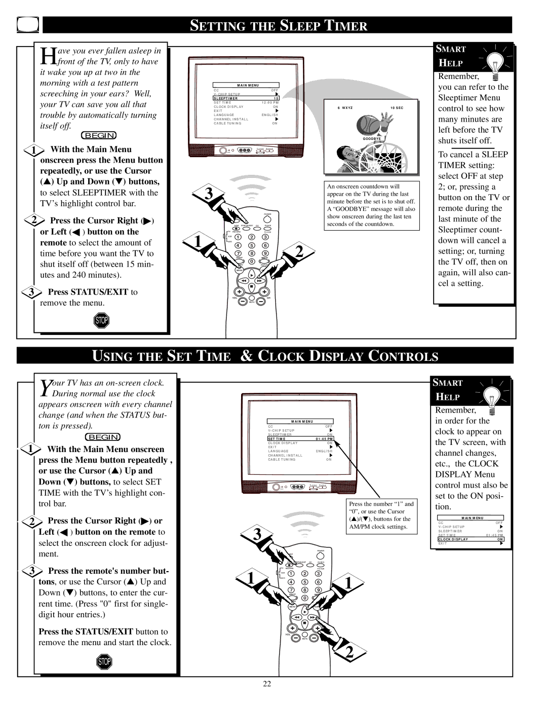 Philips PA9032C1, PPC927C1, PPC932C1, PA9019C1, PA9027C1 manual Using the SET Time Clock Display Controls 