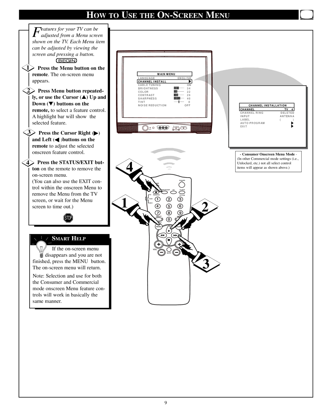 Philips PA9027C1, PPC927C1, PPC932C1, PA9032C1, PA9019C1 manual HOW to USE the ON-SCREEN Menu 