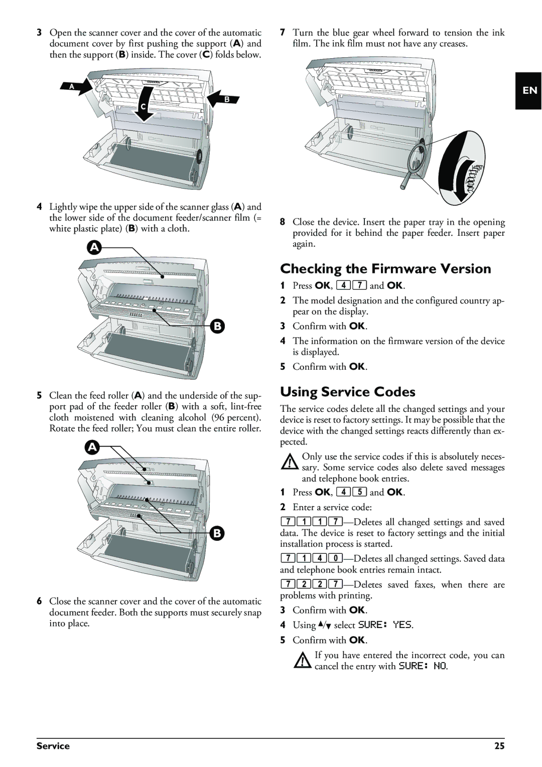 Philips PPF 620 user manual Checking the Firmware Version, Using Service Codes 