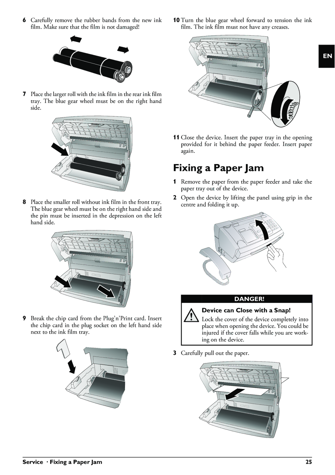 Philips PPF 631 user manual Service · Fixing a Paper Jam 