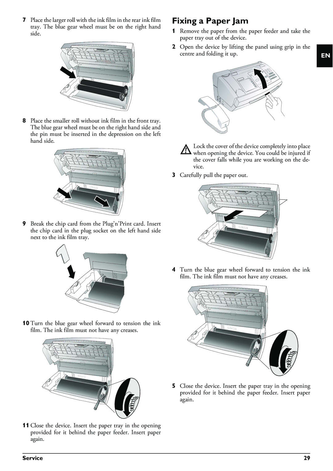 Philips PPF 632 user manual Fixing a Paper Jam, Service 