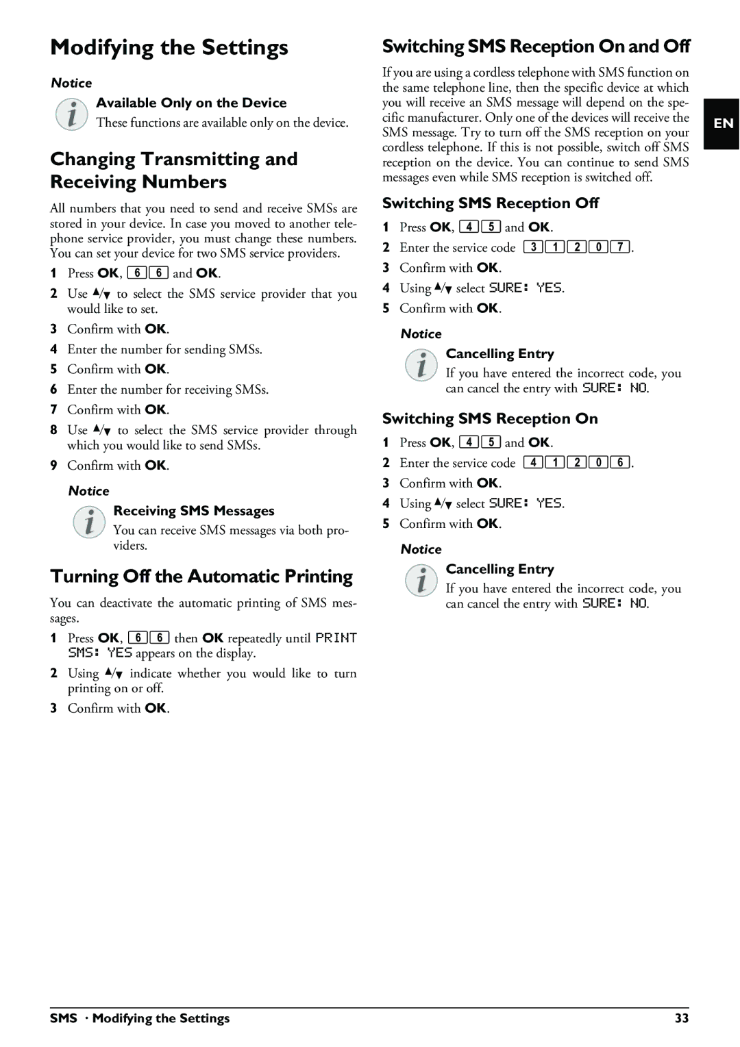 Philips PPF 650 Modifying the Settings, Changing Transmitting and Receiving Numbers, Turning Off the Automatic Printing 