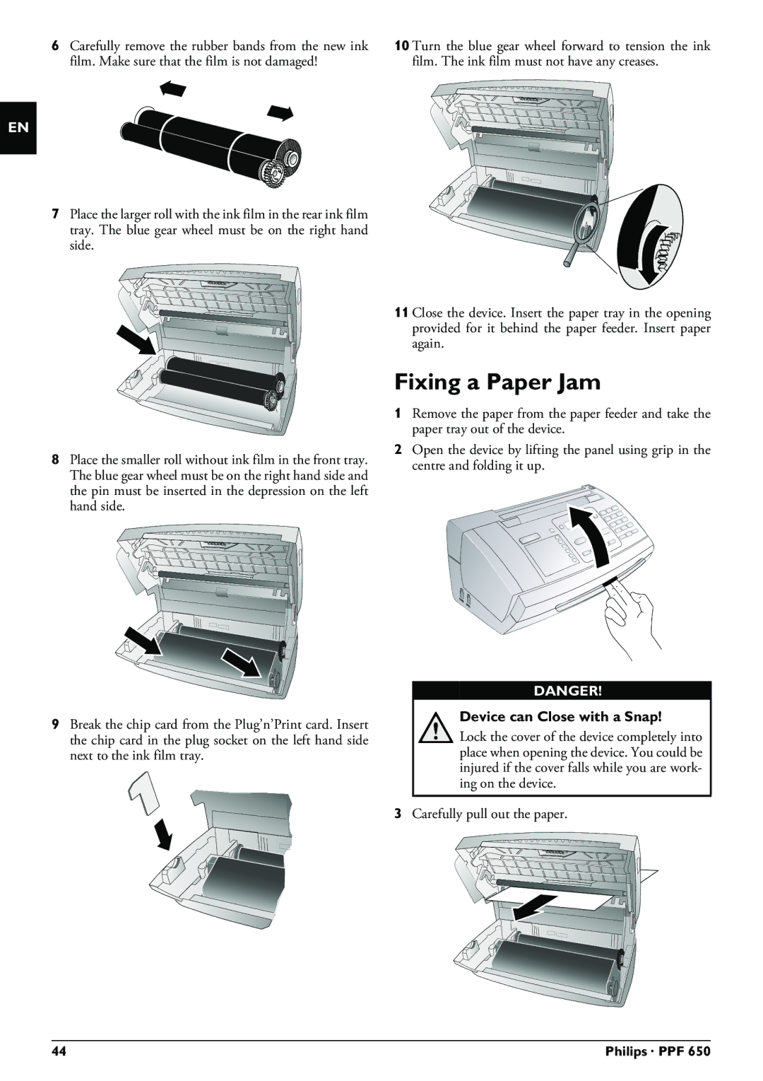 Philips PPF 650 user manual Fixing a Paper Jam 