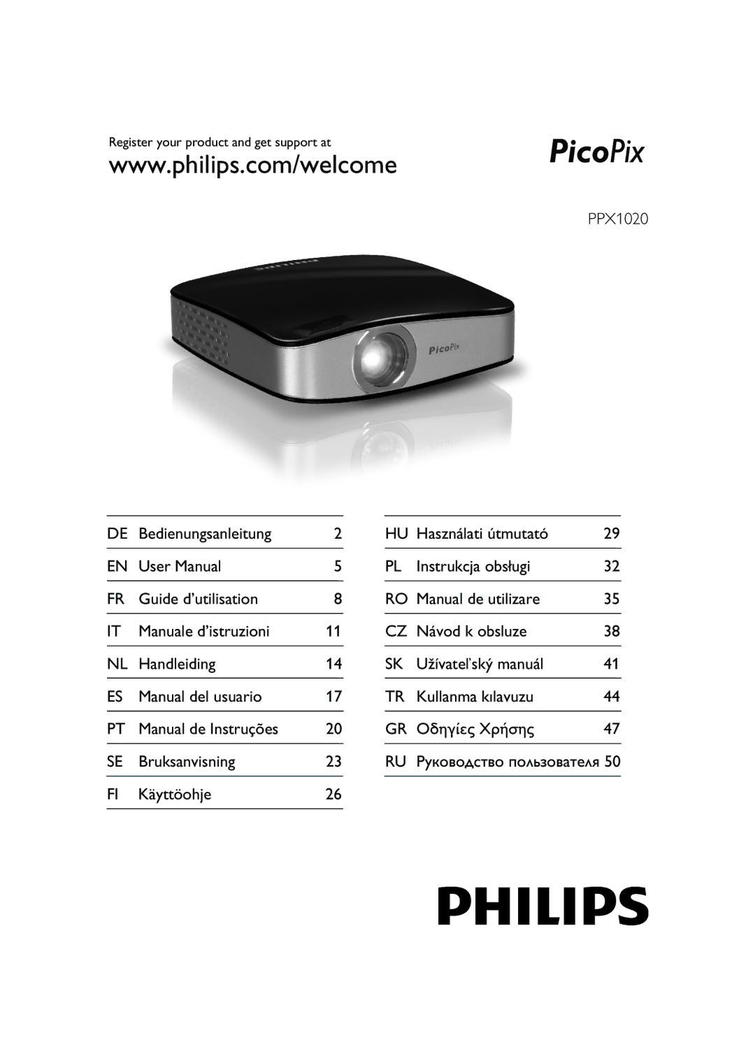 Philips PPX1020 user manual Руководство пользователя 