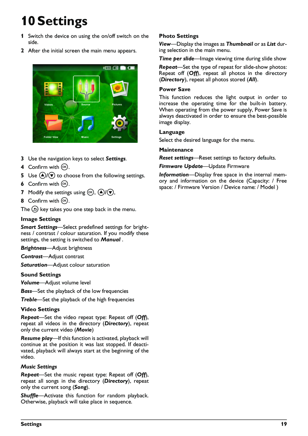 Philips PPX1430 user manual Settings 