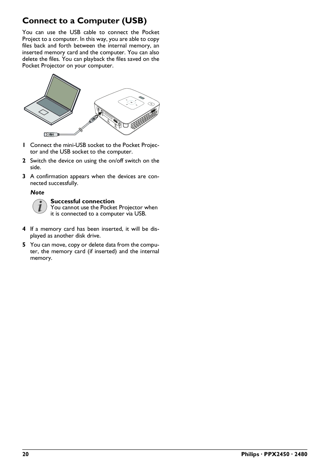 Philips PPX2450 user manual Connect to a Computer USB, Successful connection 