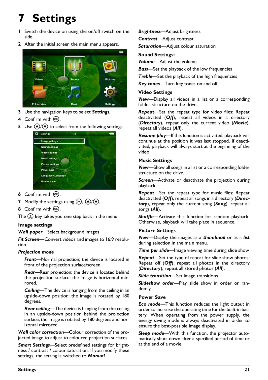 Philips PPX2450 user manual Settings, Image settings 