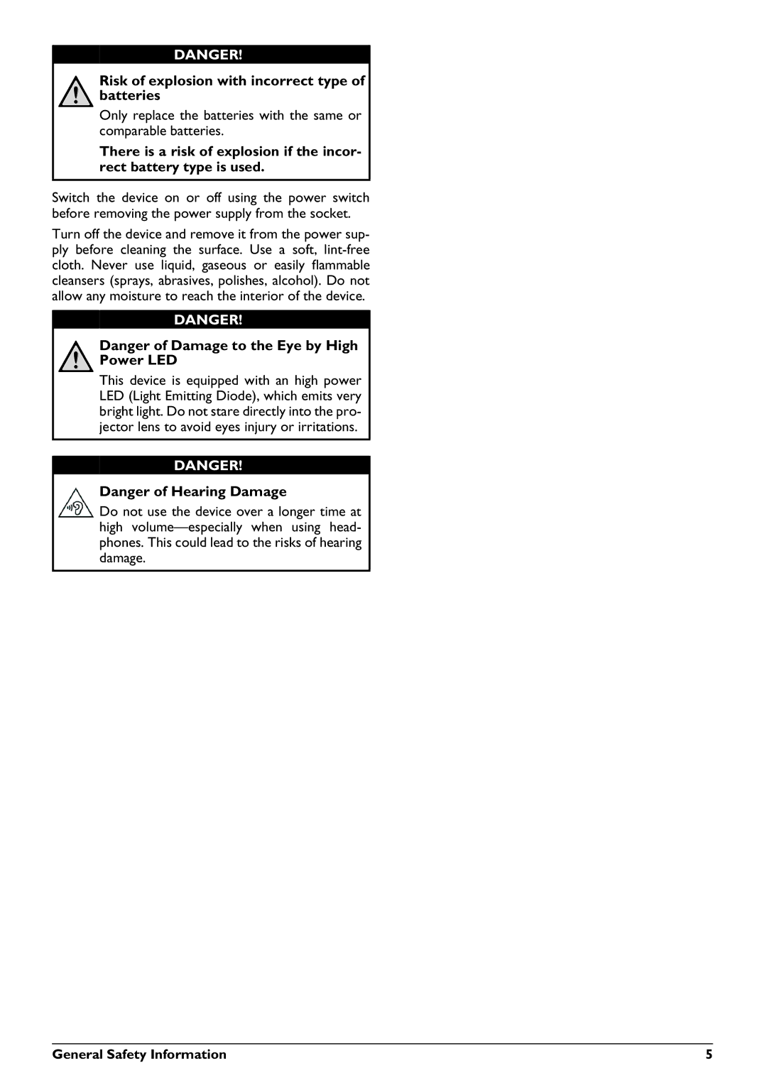 Philips PPX3410, PPX3407 user manual Risk of explosion with incorrect type of batteries 