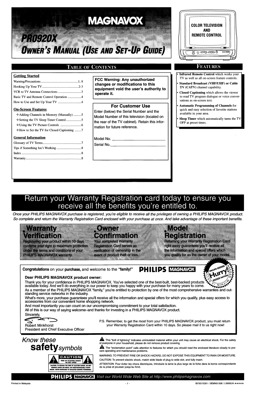 Philips PR 0920X manual 