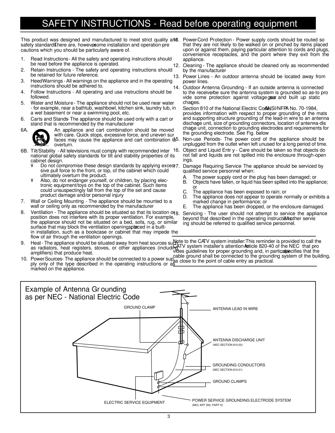 Philips PR 1906C manual Safety Instructions Read before operating equipment 