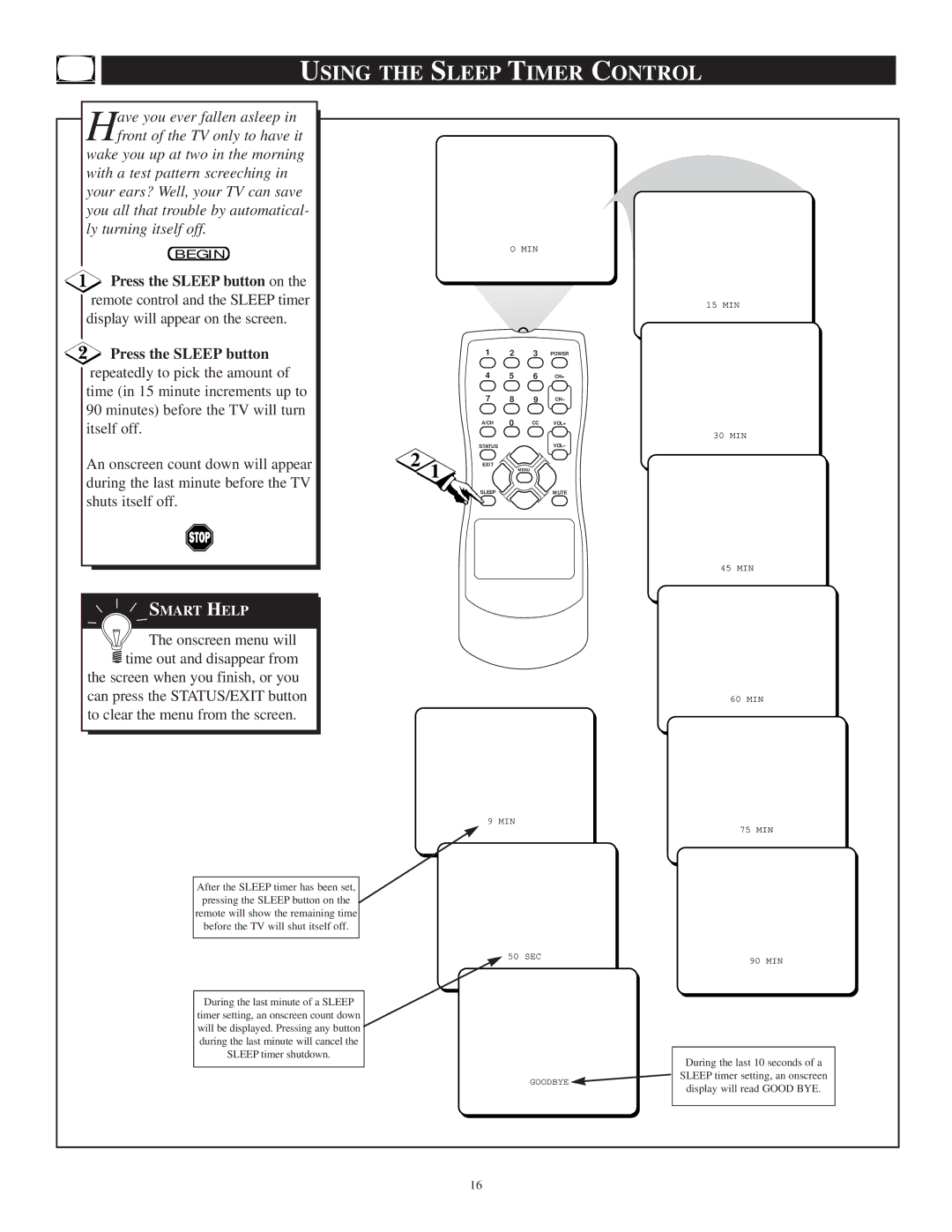 Philips PR1306C1 manual Using the Sleep Timer Control 