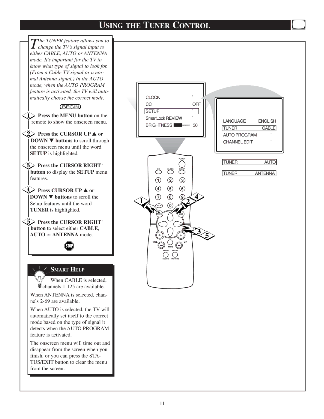 Philips PR1319C1 manual Using the Tuner Control 