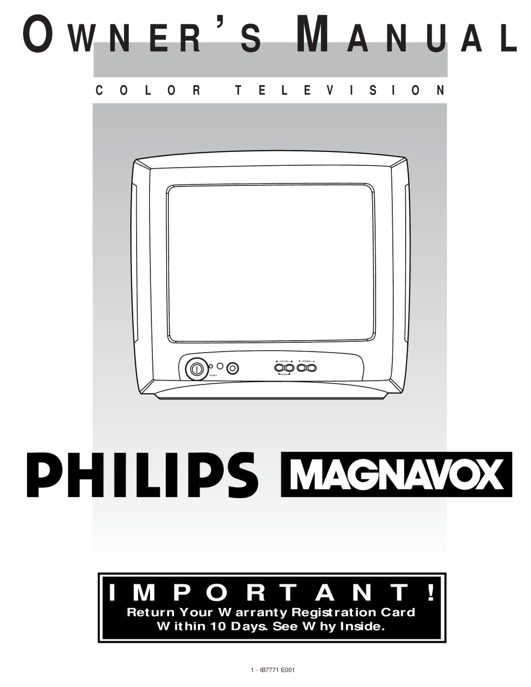 Philips PR1388B warranty N E R ’ S M a N U a L 