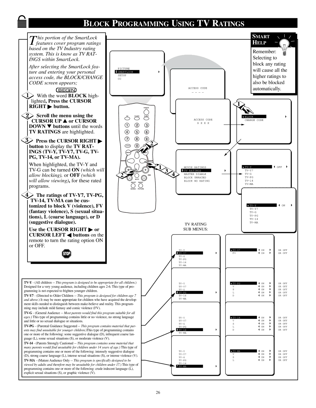 Philips PR1392X1 manual Block Programming Using TV Ratings 