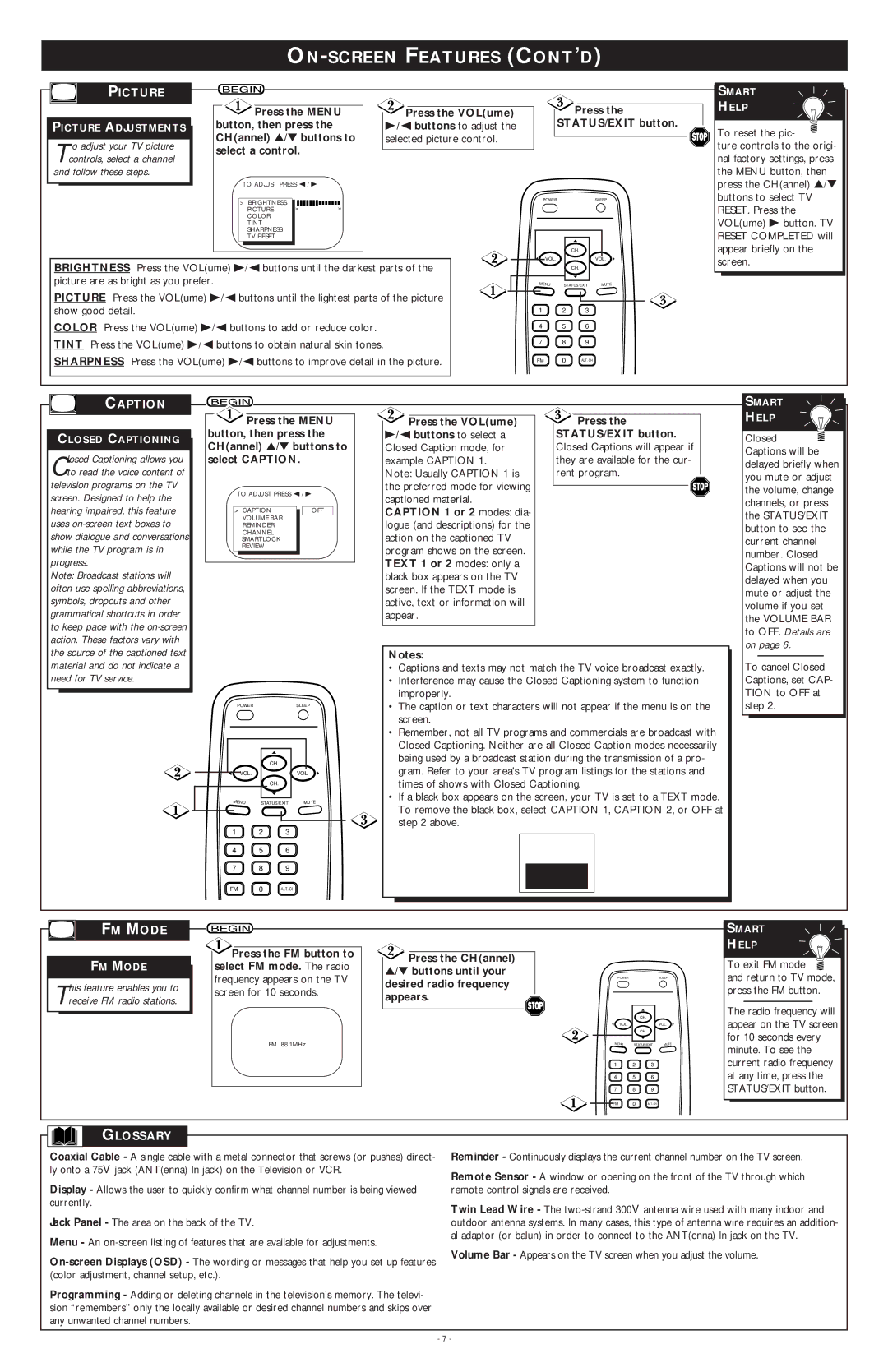 Philips PR1911B warranty Picture, Caption, FM Mode, Glossary 