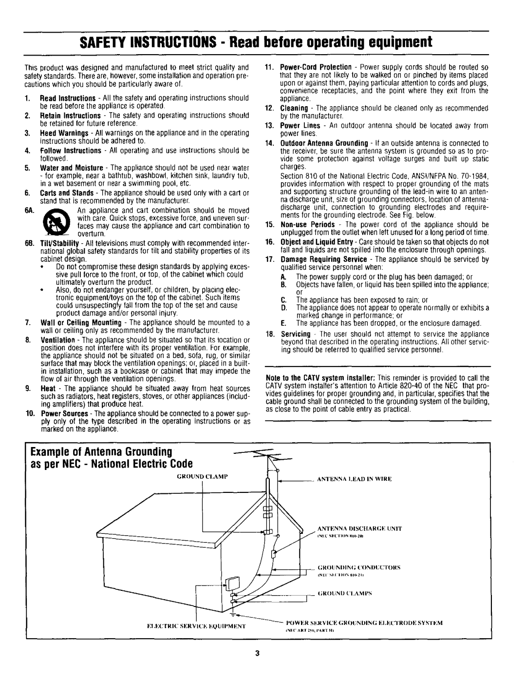 Philips PRI920CI manual SAFETYINSTRUCTIONS- Readbeforeoperatingequipment 