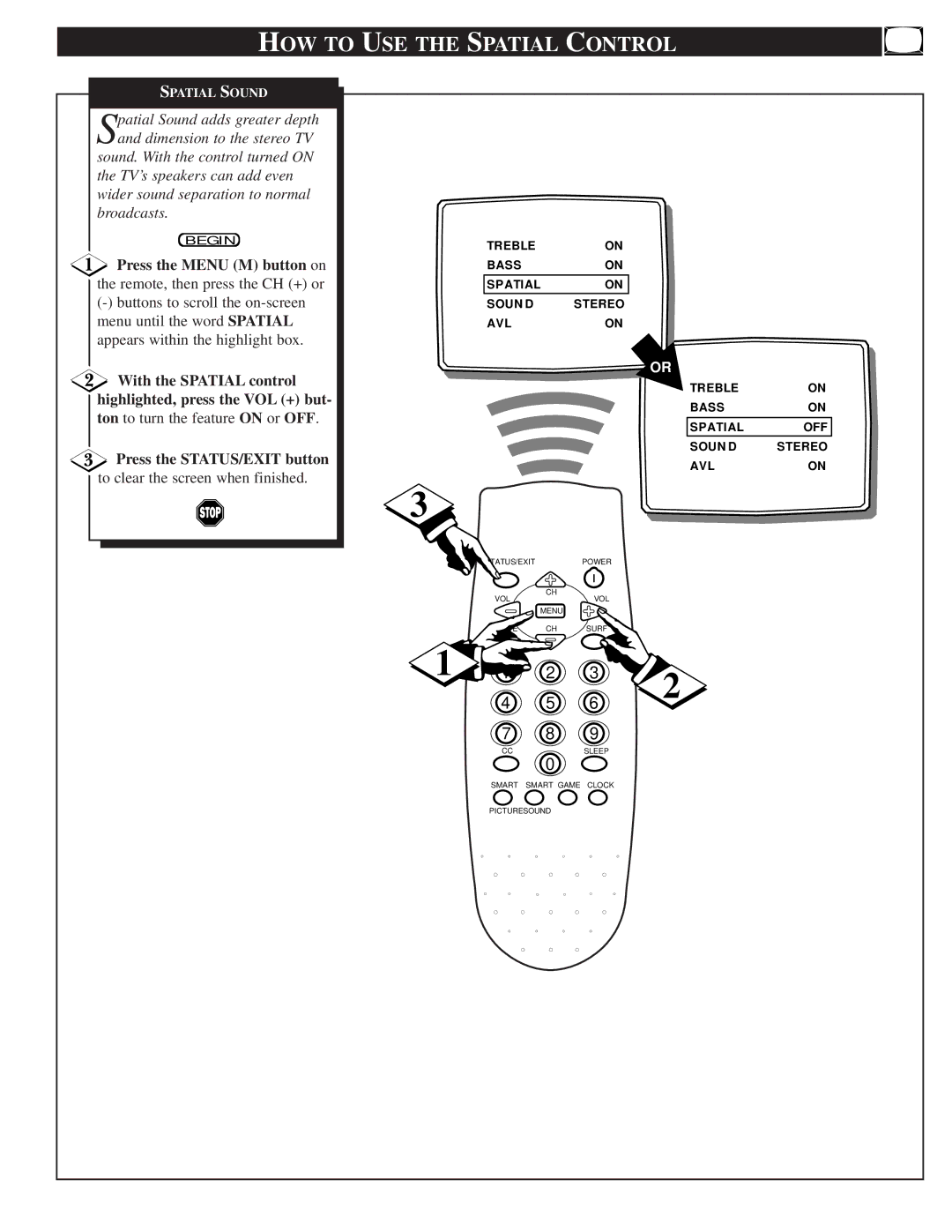 Philips PS 1964C warranty HOW to USE the Spatial Control 