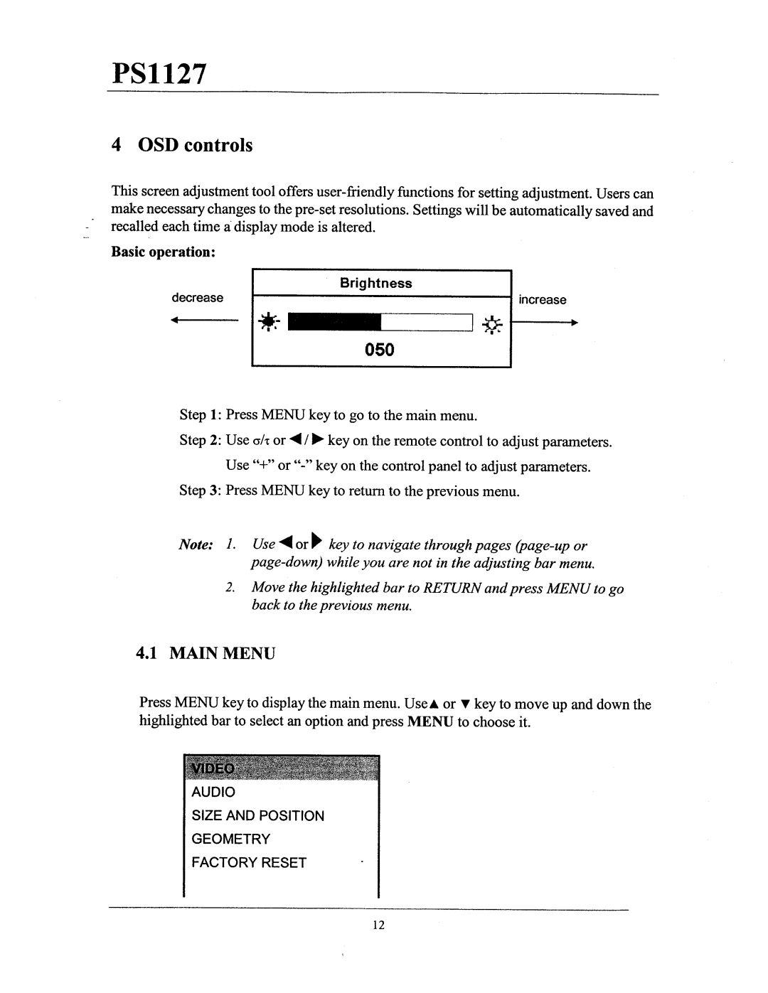 Philips PS1127 manual 