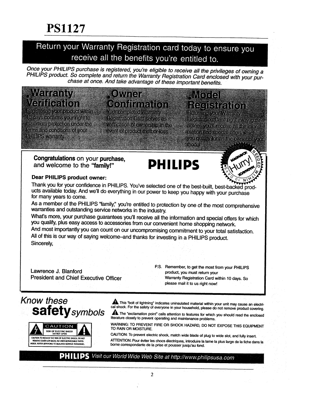 Philips PS1127 manual 