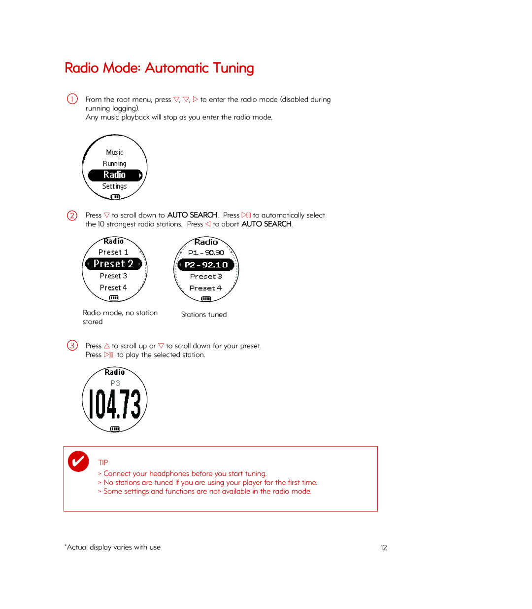 Philips Psa260, PSA260/17 manual Radio Mode Automatic Tuning 