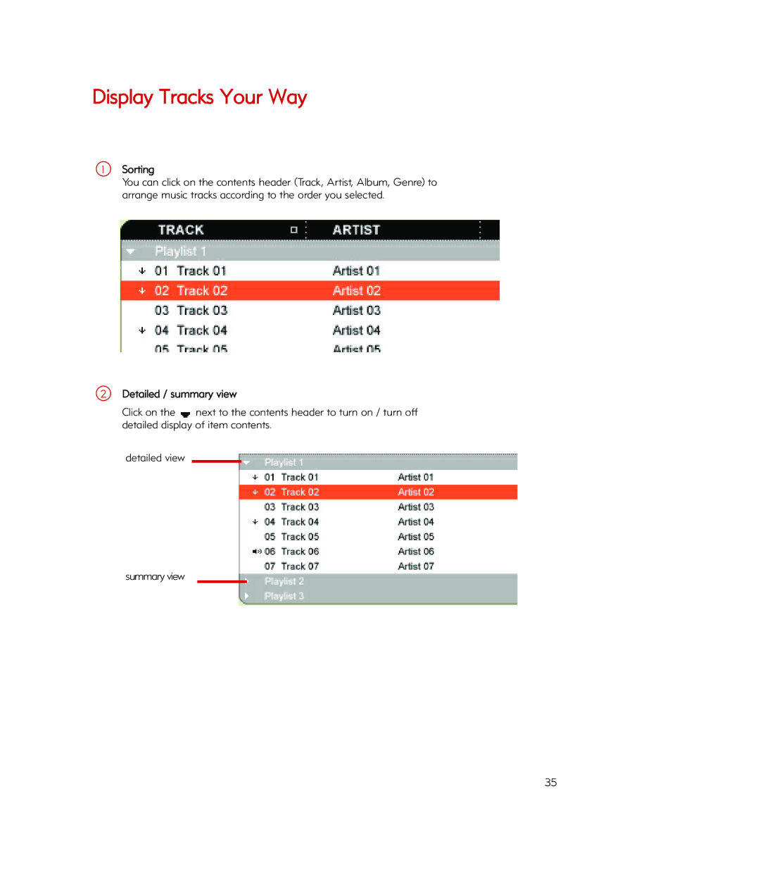 Philips PSA260/17, Psa260 manual Display Tracks Your Way 